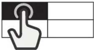Ícone de cursor de mão pressionando um botão em fundo branco (sem texto ou símbolos)