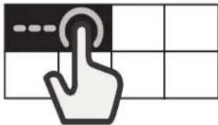 Handcursor-pictogram dat op een knop op een raster drukt, symbool voor aanraken of navigeren