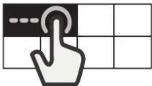 Hand cursor icon pressing a button on a grid, symbolizing navigation or touch function