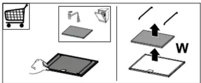 Diagram illustrating a shopping cart, battery pack, and tablet device with directional arrows indicating movement or interaction.
