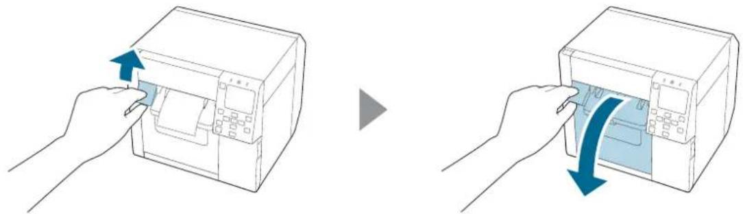 Illustration showing a two-step process: adding a device to a printer, then adding a printer to a paper (no text or symbols present).