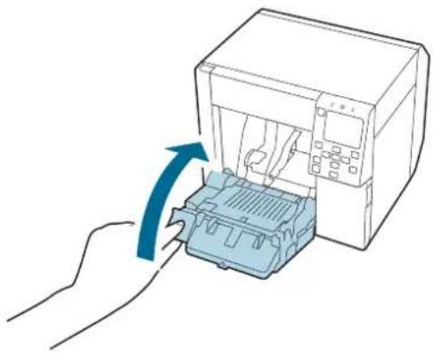 Illustration of a hand inserting a device into a computer (no text or symbols visible)