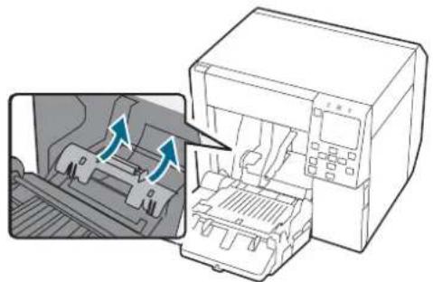 Diagram showing a printer device with two arrows indicating motion, no text or symbols present