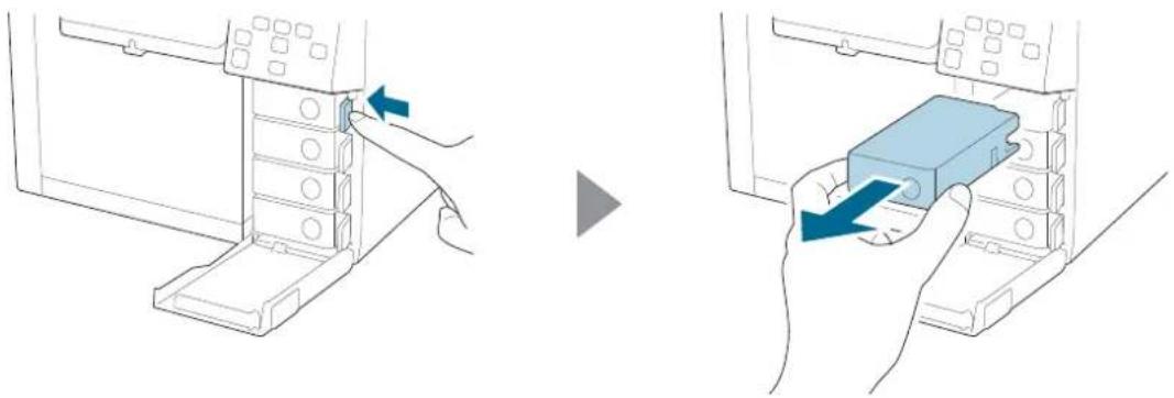 Diagram showing two steps of inserting a component into a device, with no visible text or symbols.