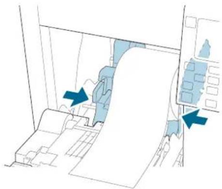 Diagram of a mechanical assembly with blue arrows indicating directional components (no text or symbols present)