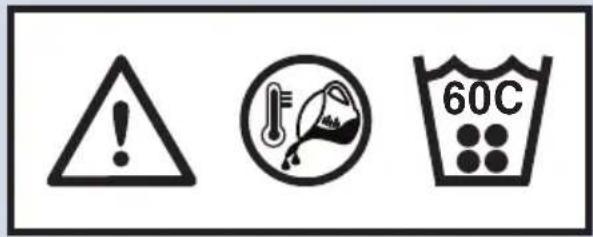 Warning symbol set with warning triangle, thermometer, and 60°C mark