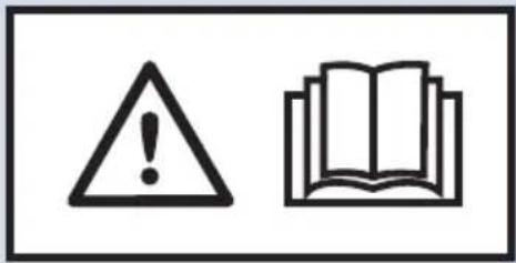 Warning symbol and open book icon with exclamation mark