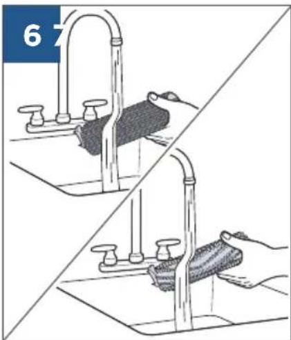 Diagram showing two different kitchen sink positions: one with a handle and another with a brush, both divided by a diagonal line (no text or symbols)