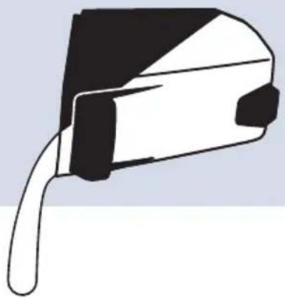 Illustration of a handheld device with a curved cable or plug (no text or symbols)