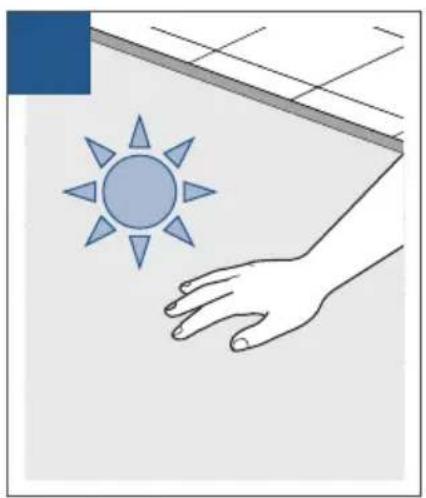 Illustration of a hand reaching toward a window with a sun symbol (no text or labels)