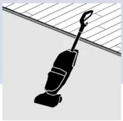 Silhouette of a vacuum cleaner on a tiled floor (no text or symbols)