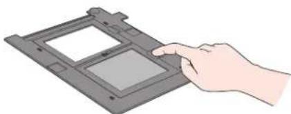 Illustration of a hand interacting with a device panel (no text or symbols visible)