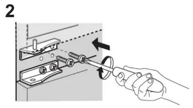 Illustration of a hand using a tool to adjust or install a mechanical component.