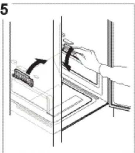 Diagram showing a hand operating a door with a brush and arrow indicating motion (no text or symbols).