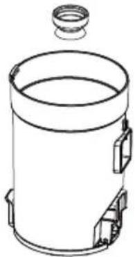 Line drawing of a cylindrical container with a lid and side compartments (no text or symbols)
