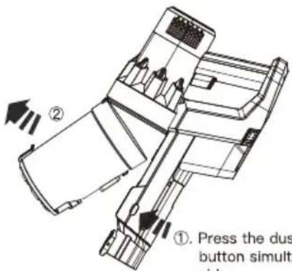 ①. Press the dust button simulta slips