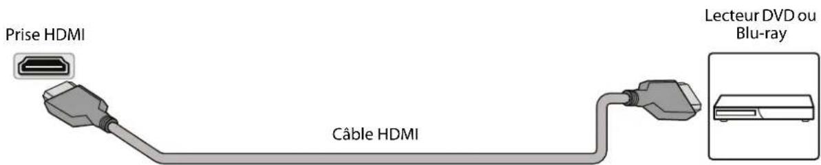 Prise HDMI Câble HDMI Lecteur DVD ou Blu-ray