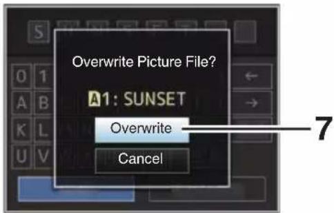 Overwrite Picture File? A1: SUNSET Overwrite Cancel