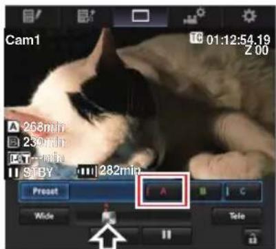 Cam1: 01:12:54.19, Z 00, A 268min, B 230min, PST -- 2min, STBY 282min, Preset, A, C, Wide, Tele