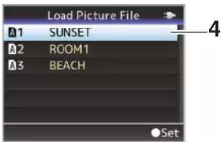 Load Picture File A1 SUNSET A2 ROOM1 A3 BEACH Set