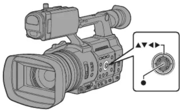 Illustration of a video camera with a circular dial and control knob (no text or symbols).
