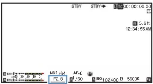 STBY STBY 00:00:00.00 5.6ft 12:34:56 AM ND1 /64 AE=0 F2.8 1/60 ISO 102400 B 5600K