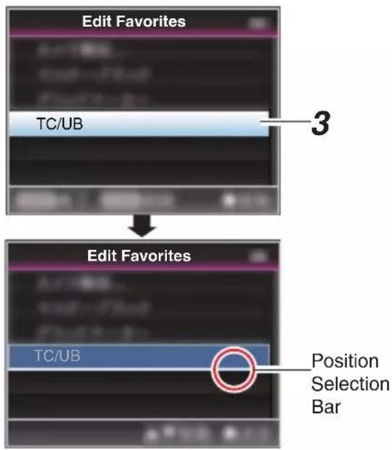 Edit Favorites TC/UB 3 Edit Favorites TC/UB Position Selection Bar