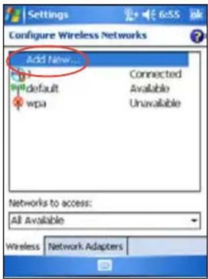 Settings Configure Wireless Networks Add New... default wpa Connected Available Unavailable Networks to access: All Available Wireless Network Adapters