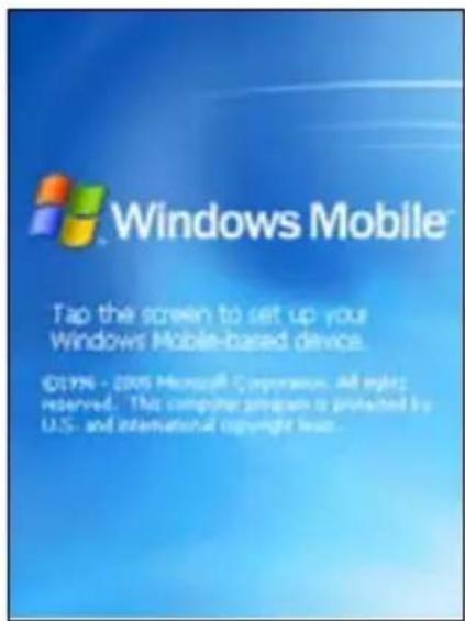 Windows Mobile. Tap the screen to set up your Windows Mobile-based device. © 2006 Microsoft Corporation. All rights reserved. This computer program is protected by U.S. and international copyright law.