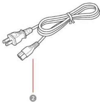 Line drawing of a cord with two connectors and a terminal outlet, labeled with number 2 (no text or symbols on the cable itself).