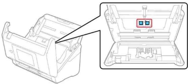 Technical line drawing of a mechanical housing component with an inset view showing internal components (no text or symbols).