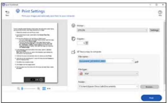 Print Settings Print your images and optionally select print to your computer. Printer: EP509 Settings Copies: 1 This is also to computer File name: E:\Users\Current Files\EPS File type: PDF Folder: C:\Users\Current Files\Documents Browse... Print