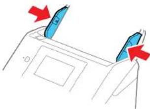 Diagram of a device with two blue components and red arrows indicating direction (no text or symbols).