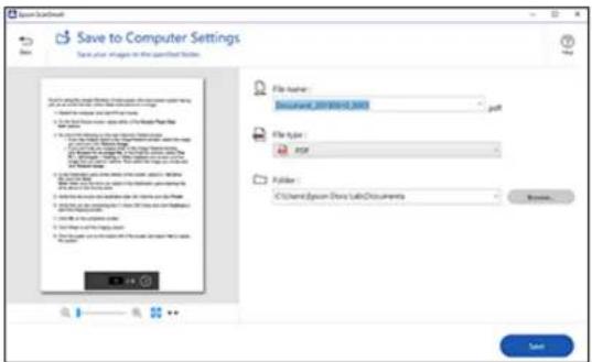 Save to Computer Settings Save your images in the specified folder File Name: Document_2018/03/2003 File Type: Excel Folder: C:\Users\Sysun\Dras\Lab\Documents Browse... Save