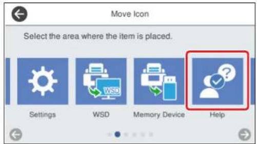 Move Icon Select the area where the item is placed. Settings WSD Memory Device Help