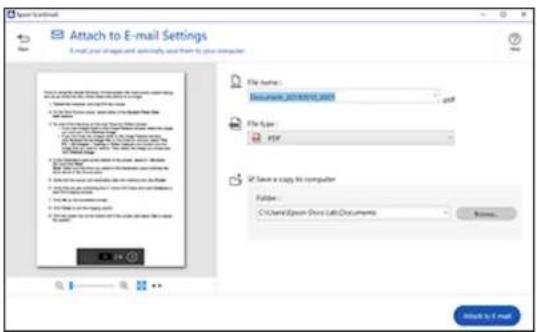 Attach to E-mail Settings E-mail: your email and optionally used from to your computer. File Name: Document_20180014_2018 File Type: user Save a copy to computer Folder: C:\Users\Program Files\Documents Back... Next Step 1 Email