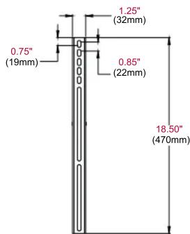 1.25" (32mm) 0.75" (19mm) 0.85" (22mm) 18.50" (470mm)