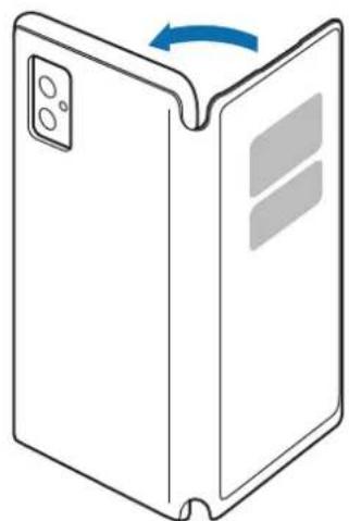 Illustration of a closed door or shelf with a blue arrow indicating rotation (no text or symbols).