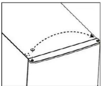 Pure technical line drawing of a mechanical part with dashed curved lines and mounting points (no text or symbols)