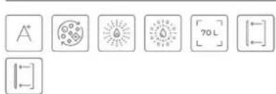 Row of eight icons with Chinese labels, including symbols like 'A', 'S', '70L', and directional arrows.