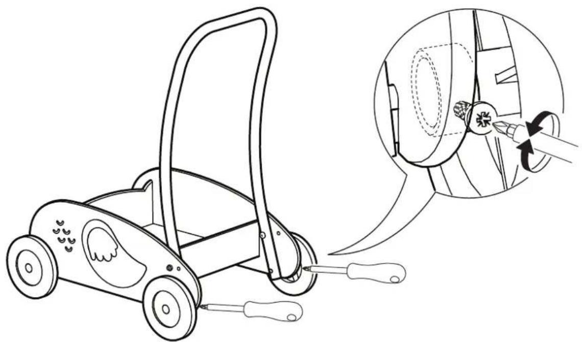 Dessin au trait d'une tondeuse à gazon avec un encart en gros plan montrant la lame insérée (sans texte ni symboles)