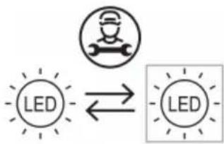 graph LR A["LED"] <--> B["Robot Icon"] B --> C["LED"]