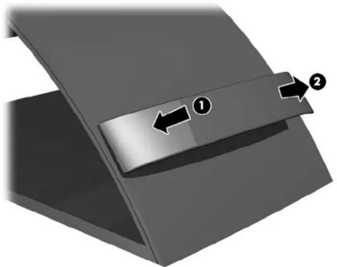 3D diagram of a mechanical component with two directional arrows labeled ① and ②, no text or symbols present.
