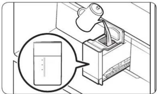 Illustration of a kitchen appliance with a magnified view of its interior (no text or symbols)