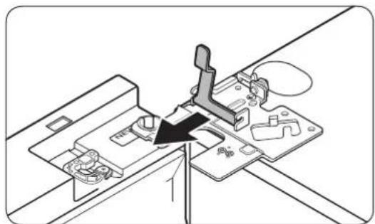 Technical line drawing of a mechanical assembly with a lever and bracket (no text or symbols)