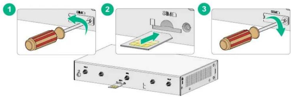 Diagram showing three steps of SIMD device connection: pin, switch, and power input with green arrows indicating direction.