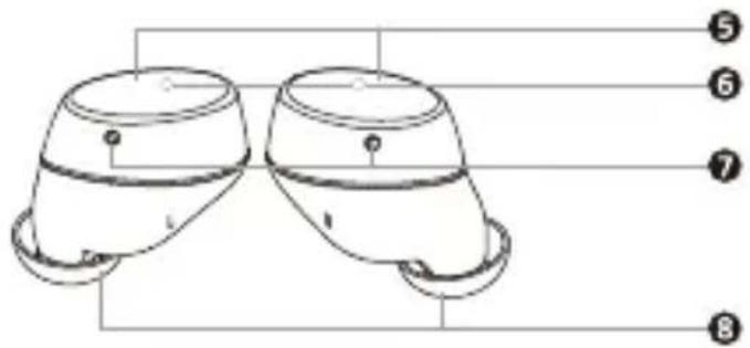 Diagram of a pair of plastic gloves with numbered labels pointing to different body parts.