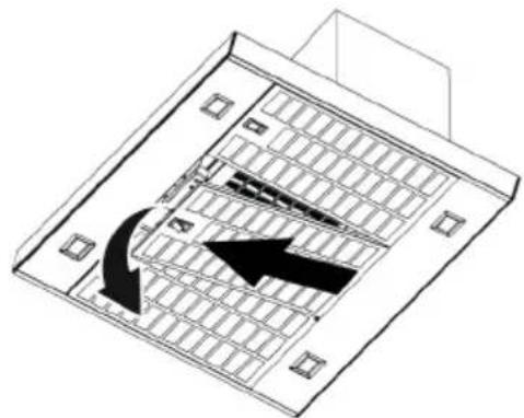 Technical line drawing of a mechanical component with internal grid structure and directional arrows (no text or symbols).