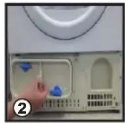 Photo of a hand placing blue plastic parts into a device panel with Chinese text labels.