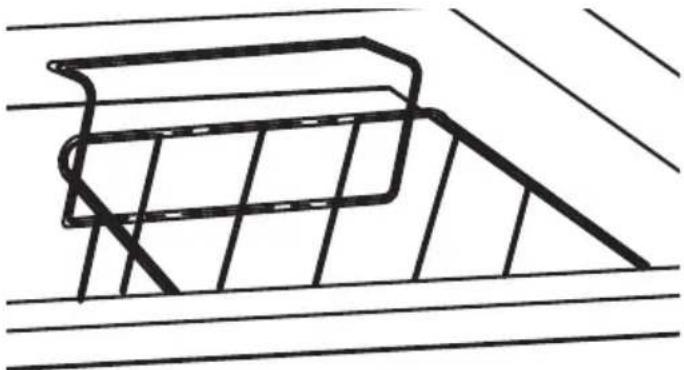 Dessin au trait simple d'un chariot de courses sur un tapis roulant (sans texte ni symboles)